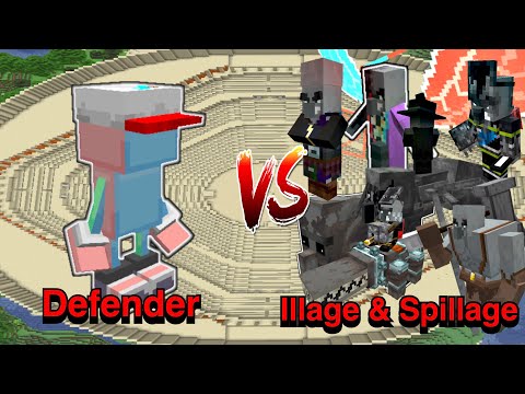 Defender VS Illage and Spillage | Minecraft |Mobs Battle