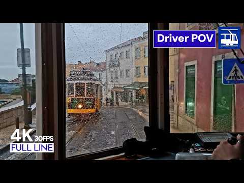 Rainy & chaotic Cab Ride on Lisbon's Vintage Tram Line 12 | 🇵🇹 Martim Moniz - Martim Moniz [4K]