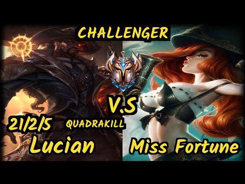 GGS Deftly (LUCIAN) vs MISS FORTUNE - QUADRAKILL 21/2/5 KDA BOTTOM ADC CHALLENGER GAMEPLAY - NA