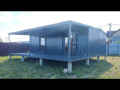 Дачный домик модульный Люкс с верандой блок контейнер вагончик металлический 7.20х8х2.60м дачный дом