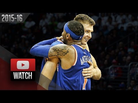 Carmelo Anthony & Kristaps Porzingis Full Highlights at Hornets (2015.11.11) - 29 Pts For Melo