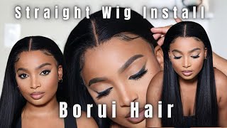 BORUIHAIR HD LACE WIG-Silky Straight Invisible HD Lace Frontal 26inch Wig Install