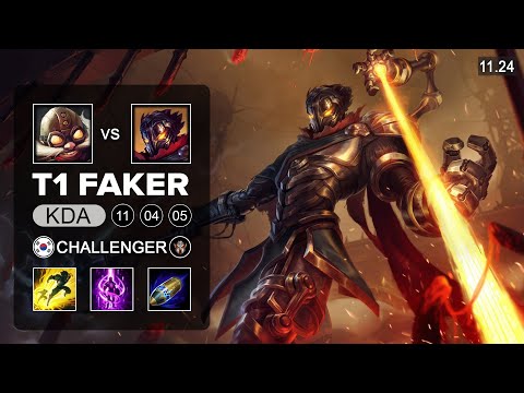 T1 Faker Viktor Mid vs Corki - KR Challengr - PreSeason 12 Patch 11.24