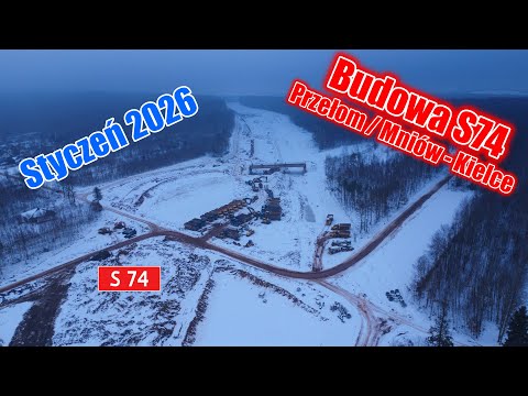 Budowa Drogi Ekspresowej S74: Przełom/Mniów - Kielce | Styczeń 2025  | DJI Mini 4K