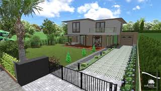 3 boyutlu peyzaj tasarım animasyon - Yeşilyaka Su Sitesi villa bahçesi