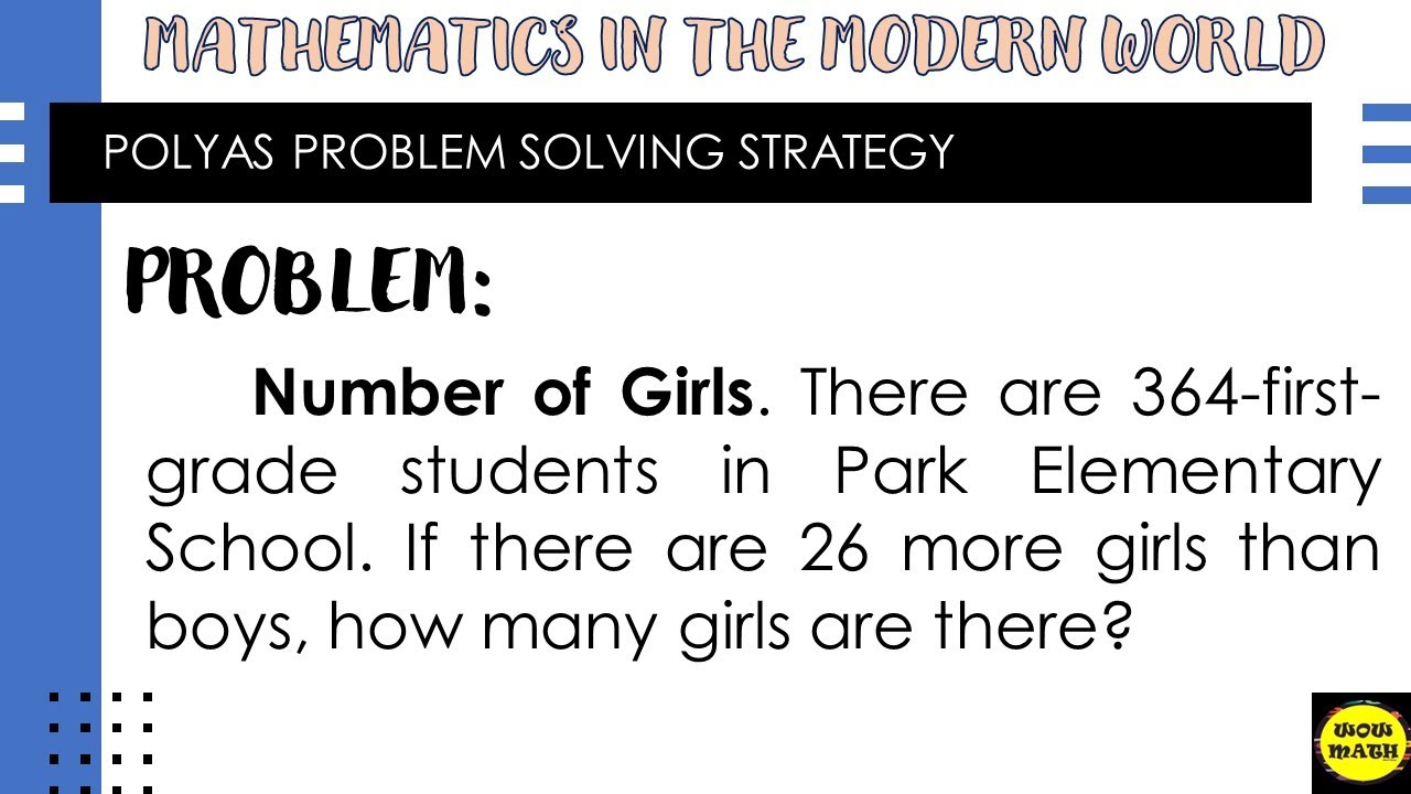 POLYA'S PROBLEM SOLVING STRATEGY  PART 1