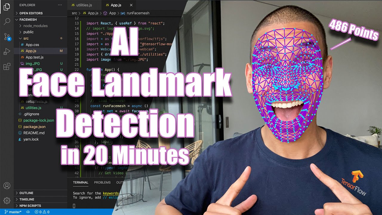 Real Time AI Face Landmark Detection in 20 Minutes with Tensorflow.JS and React