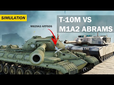 T-10M VS M1A2 Abrams | 120mm M829A3 Depleted Uranium APFSDS Armour Piercing Simulation