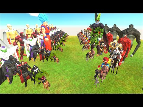 SUPERHEROES TEAM vs SUPERVILLAINS TEAM - Animal Revolt Battle Simulator