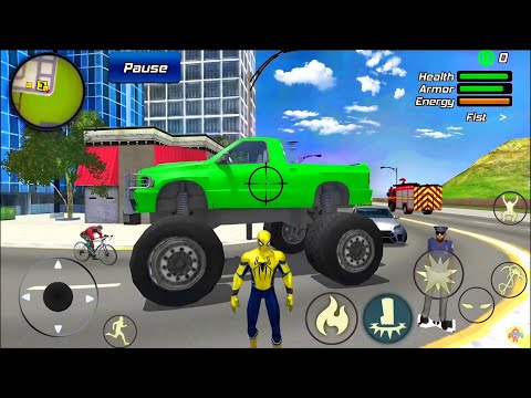 Spider Rope Hero Gangster Crime Simulator - Monster Truck at Vegas City - Android Gameplay