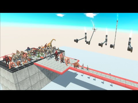 ⚡ All Units vs Magic Rotating Hammers on Death Road - 🦖 Animal Revolt Battle Simulator 🦕