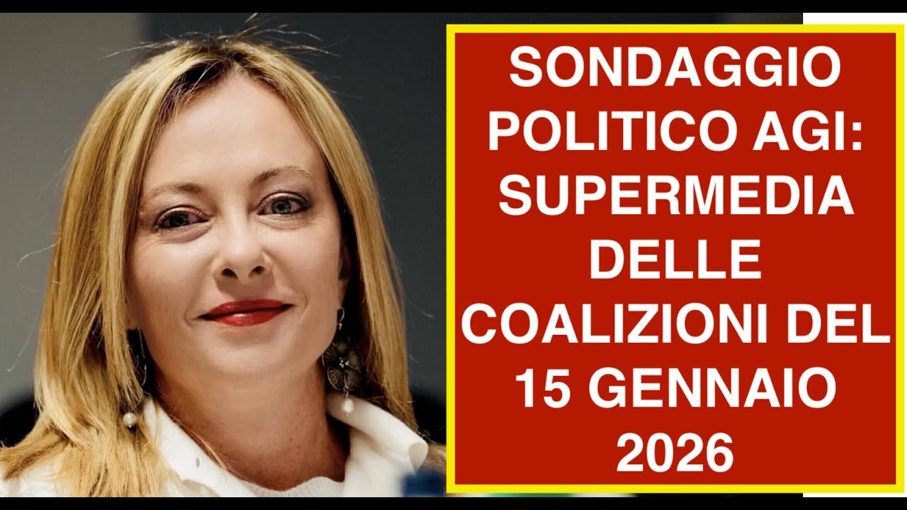 SONDAGGIO POLITICO AGI: SUPERMEDIA DELLE COALIZIONI DEL 15 GENNAIO 2026