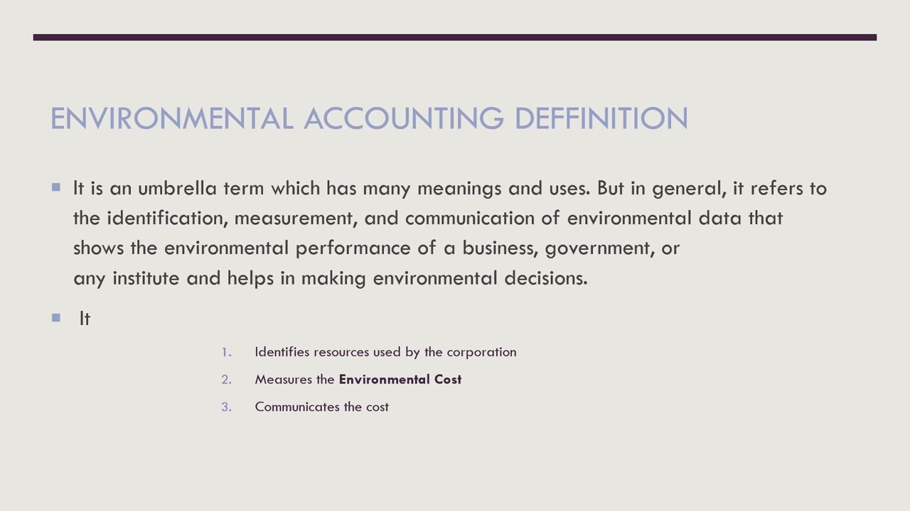 introduction to Environmental Accounting