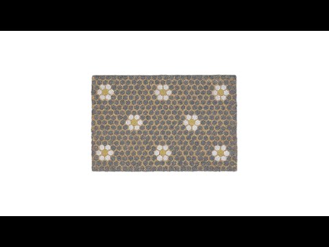 Fußmatte Kokos Blumen Braun - Weiß - Naturfaser - Kunststoff - 60 x 2 x 40 cm