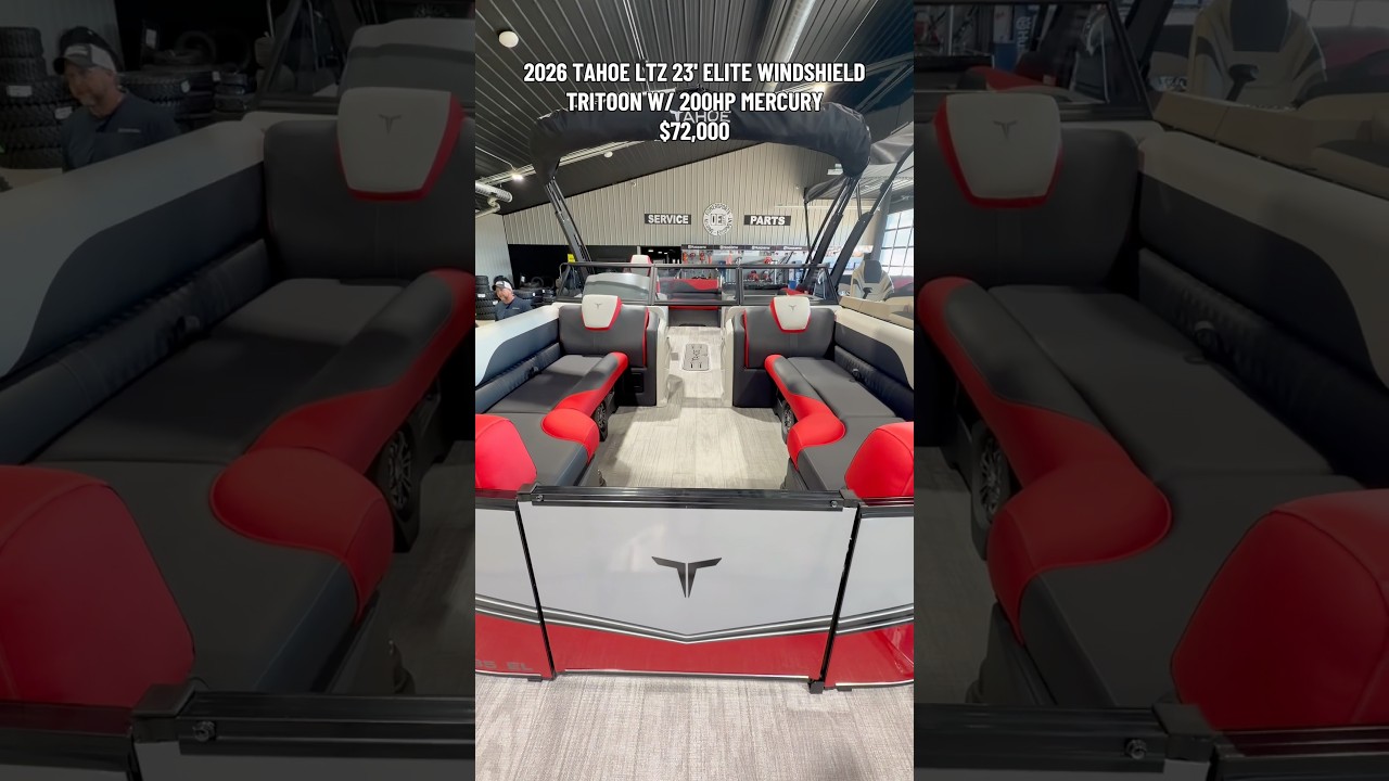 2026 Tahoe LTZ 23' Elite Windshield Tritoon w/ 200hp Mercury (Red) TRITOON