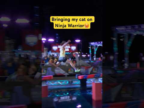 I brought my cat on ninja warrior #shorts #youtubeshorts