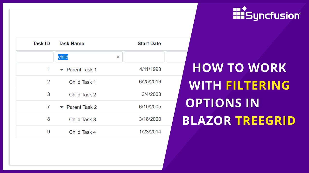 How to Work with Filtering Options in Blazor TreeGrid