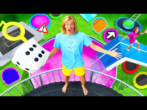 GIANT SLIME TRAMPOLINE BOARD GAME Challenge! (with slime POOLS!)