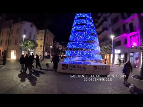 🇮🇹 Christmas Night Stroll In San Benedetto Del Tronto (AP), Marche, Italy - 4K HD #italy #nightwalk