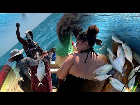 This is how we fish out in the sea with just hand line jack for days catch and cook ￼