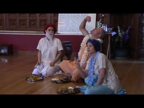 Lord Chaitanya honors prasad at Advaita Acarya's home