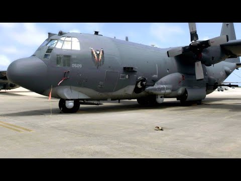 Deadly AC-130 Gunship in Action Firing All Its Cannons