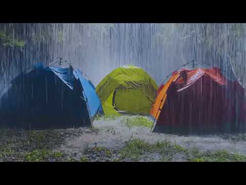 Fall Asleep Instantly on Rainy Night | Heavy Rain on Tent & Strong Thunder | ASMR White Noise 10Hrs