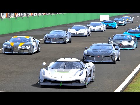 Koenigsegg Jesko Absolut vs Bugatti Hypercar - Drag Race 20 KM