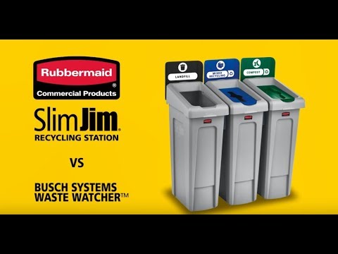 Afvalbak Rubbermaid Slim Jim Recyclestation starterset 87L grijs