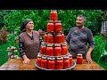 Fresh Tomatoes Harvesting from Garden and Preserving for Winter