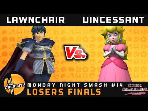 MNS #14 | LawnChair (Marth) vs PW | Vincessant (Peach) - Losers Finals - Melee Singles