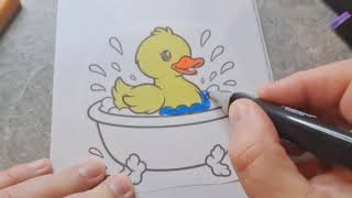 Cute Duck Coloring Page for Kids | Easy Duck Drawing & Coloring Fun! 🦆🎨