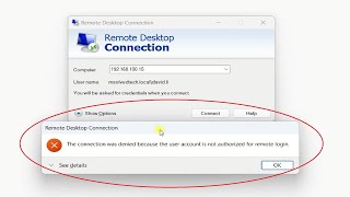 Remote Desktop error The connection was denied because the user account is not a