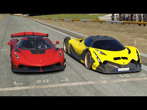 Koenigsegg Jesko 2023 vs Devel Sixteen 2019 at Old SPA