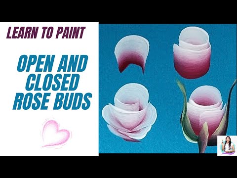 Learn to paint |Open and Closed Rose Bud | One Stroke Painting | Acrylic Painting #howto#acrylic