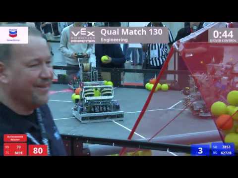 VEX Worlds 2016 - VRC High School - Engineering - Qual 130 (39 889E) 103 vs 101 (7853 6272B)