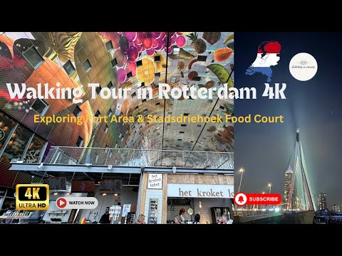 Walking Tour in Rotterdam 4K | Exploring Port Area & Stadsdriehoek Food Court | Shutterbug in Norway