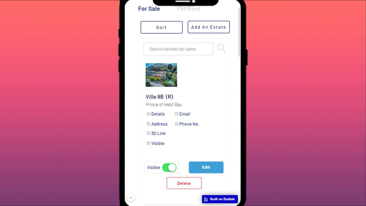 Estate Listing | Promote and sell your estates! A Template For Bubble.io.