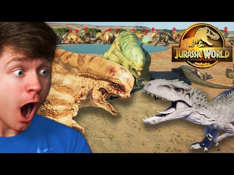 100 DISTORTUS REX vs 100 INDOMINUS REX! - Jurassic World Evolution 2