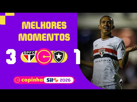 SÃO PAULO 3 X 1 BOTAFOGO | MELHORES MOMENTOS | QUARTAS DE FINAL | COPINHA SIL 2026