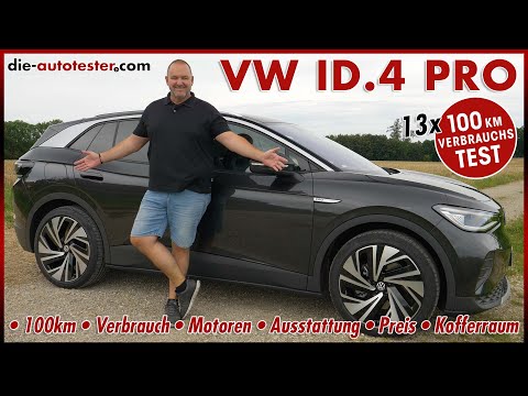VW ID.4 Pro 13 x 100 km Verbrauch Test 77 kWh Batterie Laden Reichweite Preis 150 kW Motor Deutsch