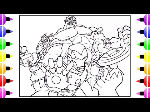ALL AVENGERS Coloring Pages, Hulk Coloring Pages, Capitan America Thor Iron Man Coloring Pages