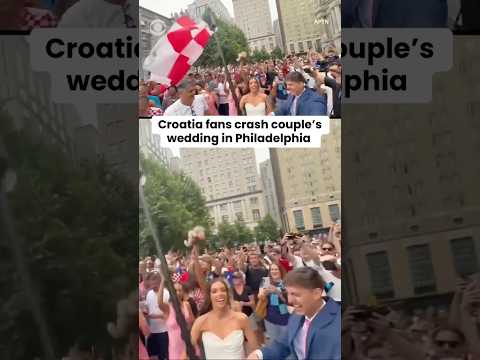 Newlywed couple unexpectedly join Croatian faithful marching around Philadelphia #shorts
