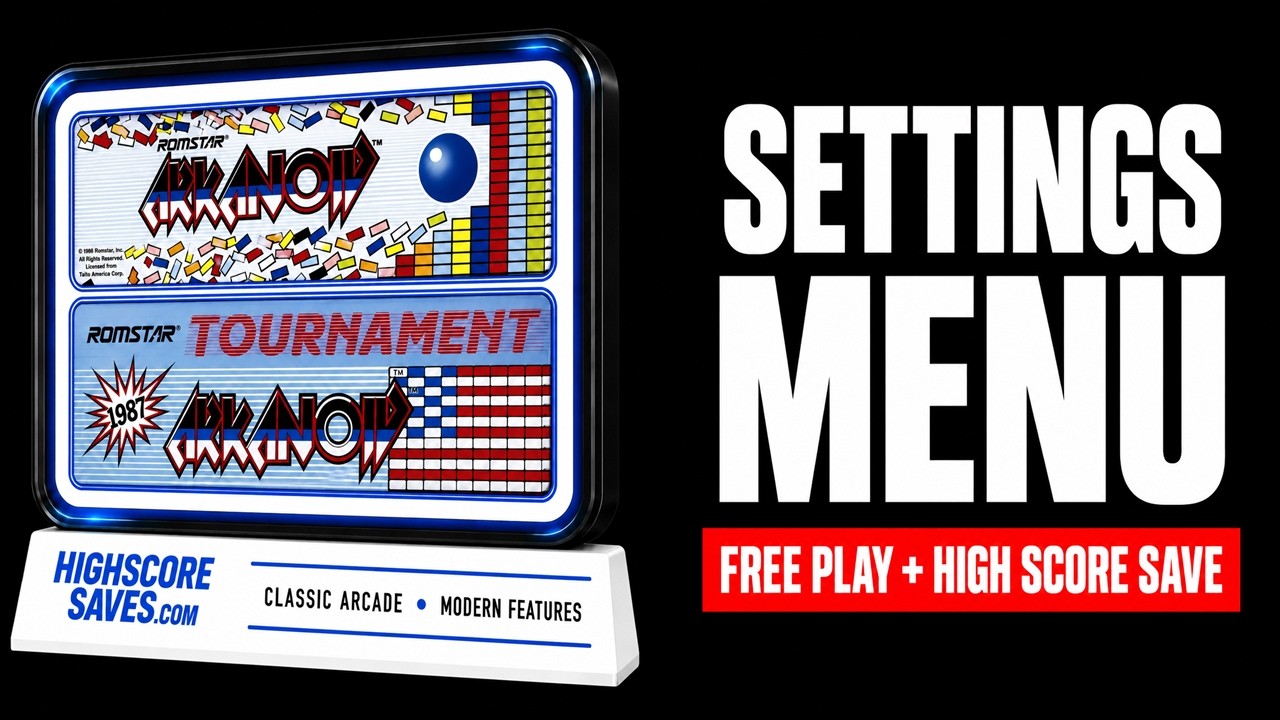 Arkanoid Multigame settings menu video guide
