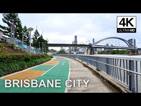 Brisbane City, Queensland 4K Walking Tour - River and City Walk with Captions & Immersive Sound [4K]