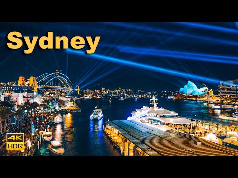 Sydney Australia Walking Tour - VIVID 2023 | 4K HDR