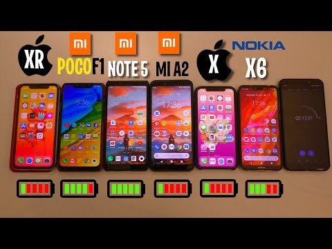BATTERY DRAIN TEST! IPHONE XR, IPHONE X, POCOPHONE F1, XIAOMI REDMI NOTE 5, XIAOM MI A2, NOKIA X6