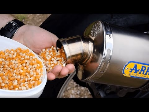 MAKING POPCORN WITH A MOTORCYCLE EXHAUST