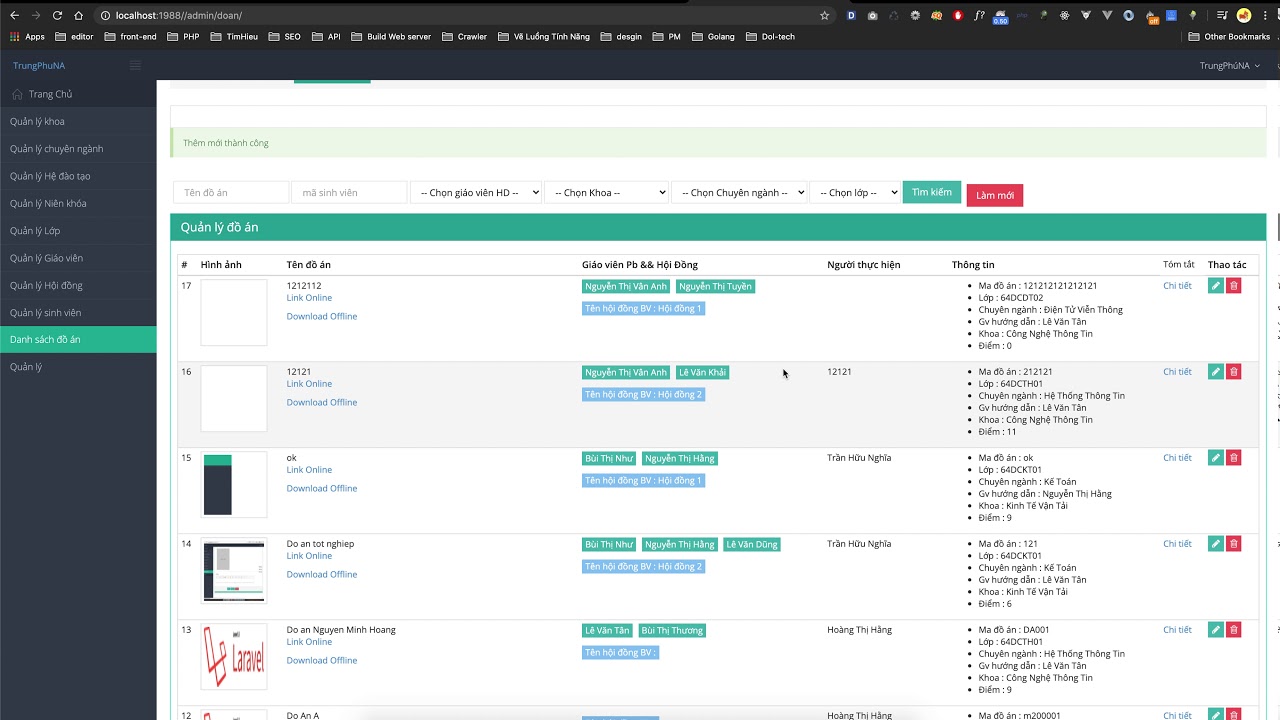 Đồ án tốt nghiệp - Quản lý đồ án php - mysql