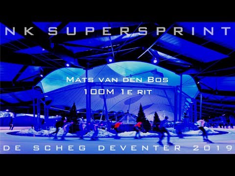 Mats van den Bos 100m 1e rit NK Super Sprint De Scheg Deventer 2019